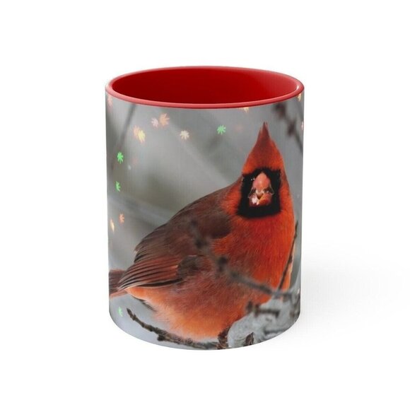 Red Cardinal Bird Coffee Mug Cup Christmas Coffee Lover Ceramic Handmade - Picture 2 of 5